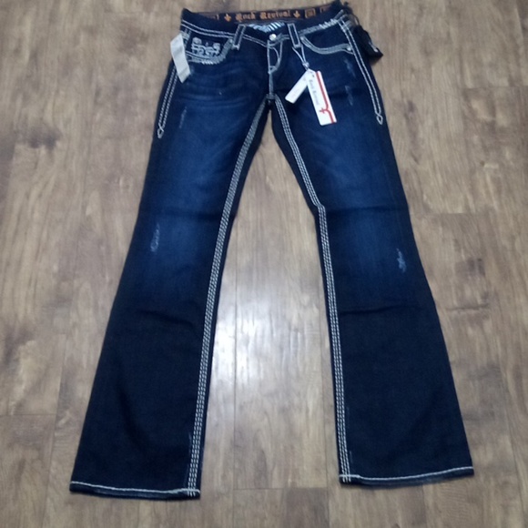 Rock Revival Women's 26 Serena Easy Boot Bejeweled Embroidered Distressed NWT - Picture 2 of 15